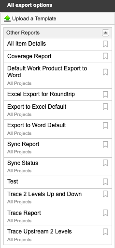 Left nav shows favorites marked with a star at the top, with a list of other reports below.