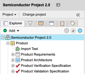 Selecting a project in Explorer Tree displays its dashboard in the center details panel.