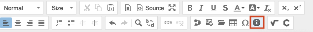 Accessability Checker icon is selected in the Rich Text toolbar.