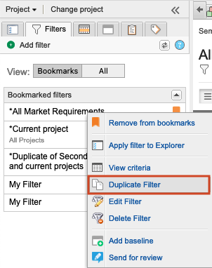 Select a filter, then select Duplicate Filter from the menu.