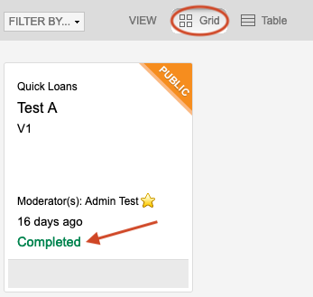 Example of review status field in Grid View.