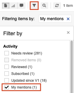 Select Filter items > My mentions.