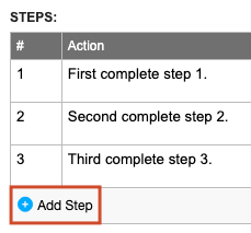 Under the Steps field, Add Step is highlighted.