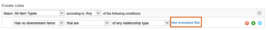 Select Add embedded filter to add a sub-filter and limit results to a specific file type.