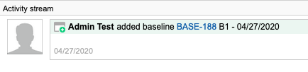 Activity stream shows an event "added baseline."