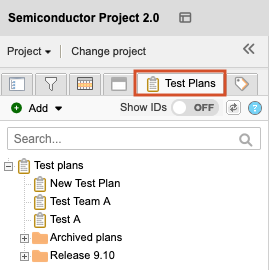 The Test Plans tab of the Explorer Tree is selected.