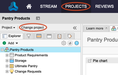 Select Projects > Project to open a single project.