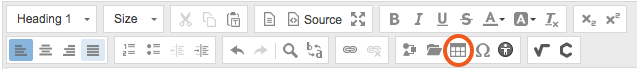 Select Table icon from the tools of the rich text editor.