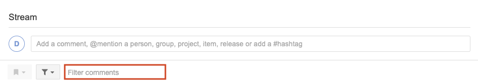 Select the ​Filter comments​​ field in the Stream window.