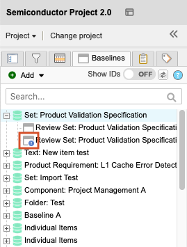 Explorer Tree shows a blue dot next to name of electronically signed baseline.