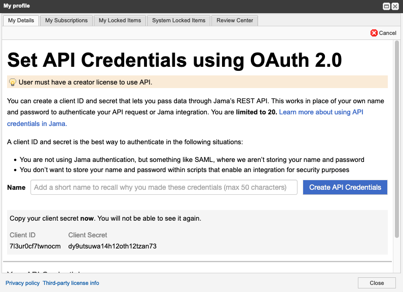 Generate API Credentials, then copy them to use for safe authentication.