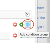 Use blue button to add a condition group.