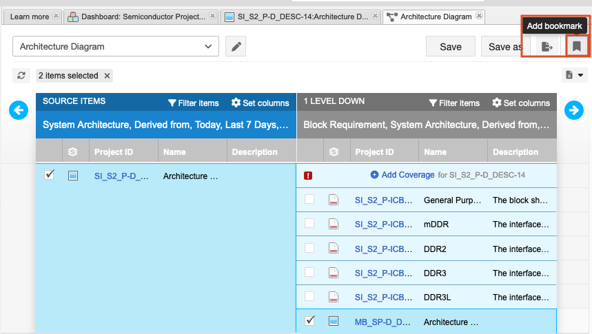 Trace View UI shows the Add bookmark icon selected.