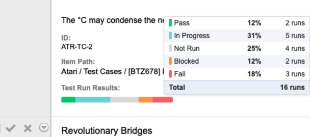 Example status in table form is displayed when you hover over the color bar.