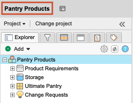 Selecting a project in the Explorer Tree opens that project's dashboard.