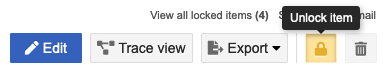 From Single Item View, the Unlock item icon appears in the toolbar.