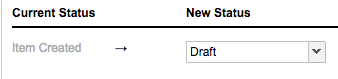 The Current Stat table includes a column where you use the pull-down menu to select a new status for the item.