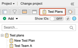 The Test Plans tab is highlighted.