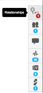 The Relationships widget appears at the top of the widgets list.