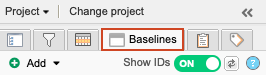 Create a baseline from the Baselines tab.