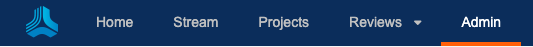 The main header highlights the ADMIN option to access organization admin capabilities.