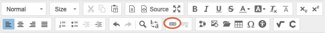Select the Link icon in the Rich Text Toolbar to add a link.