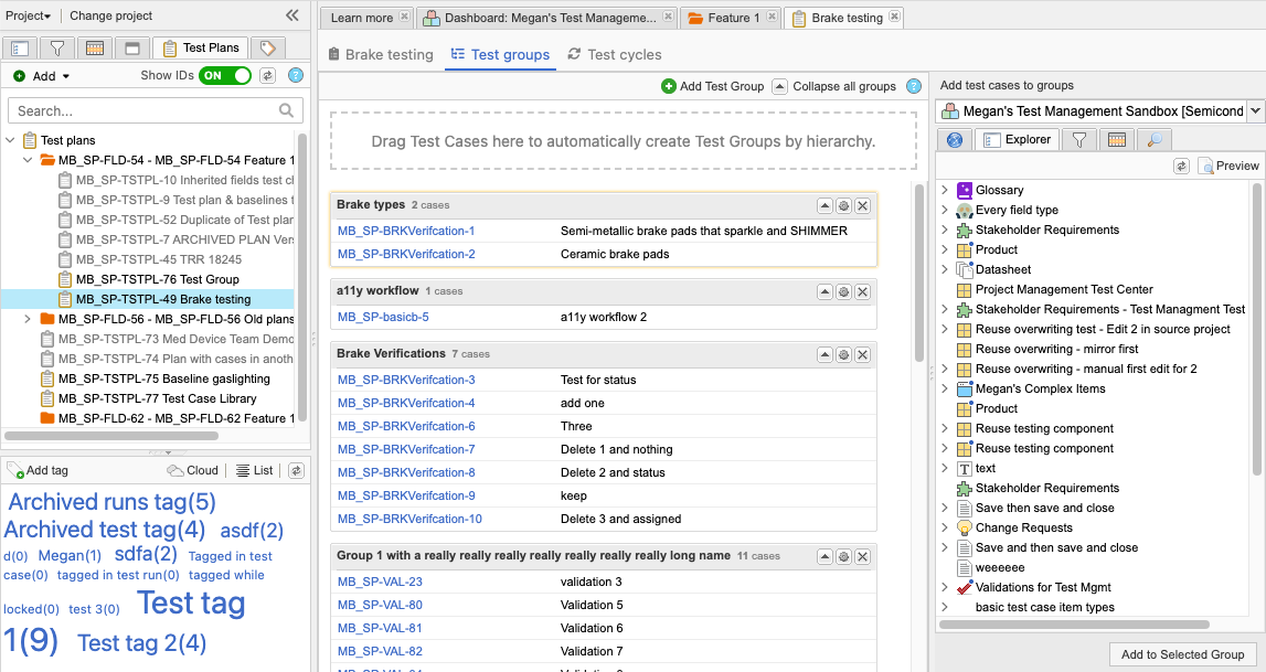 The New Test Plan panel shows that the Test Cases view is selected in the upper right corner.