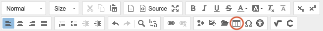 Select Table icon from the tools of the rich text editor.
