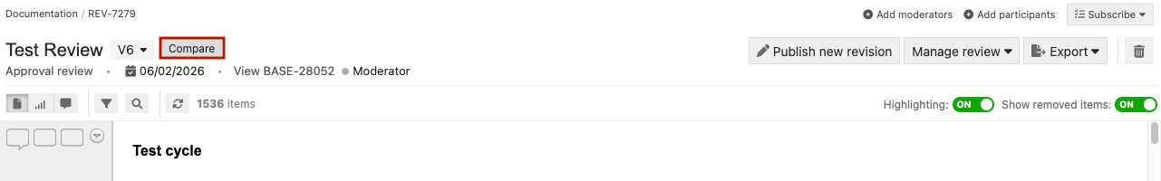 In a review, select Compare.