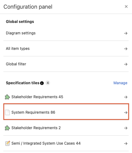 The Configuration panel shows that the Product Requirements tile is selected.