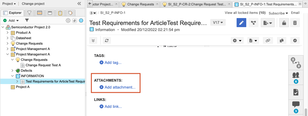 Select Add attachment in Single Item View.