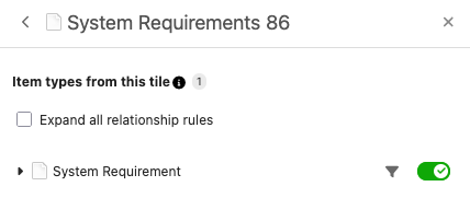 The green toggle switch is selected for Product Requirement.