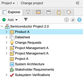 The Explorer Tree displays the list of requirements for a product.