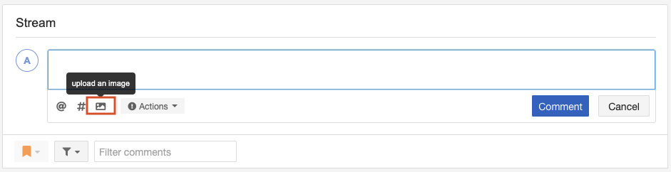 Select the Image icon to upload images.