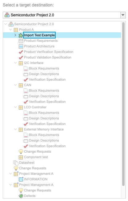 Select a target destination option displays a list of locations.