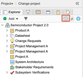 On the Releases tab of the left panel, the gear icon opens the Release Explorer Settings window.