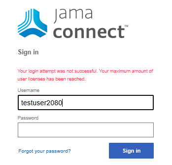 Error message: Your login attempt was not successful.
