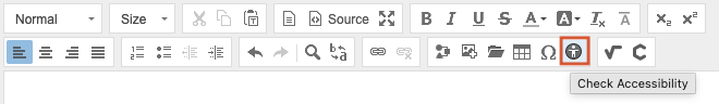 Accessability Checker icon is selected in the Rich Text toolbar.