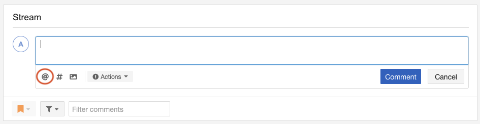 Select @ under the comment field of the Stream window.