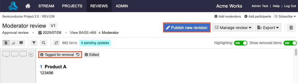 Select Publish new review.